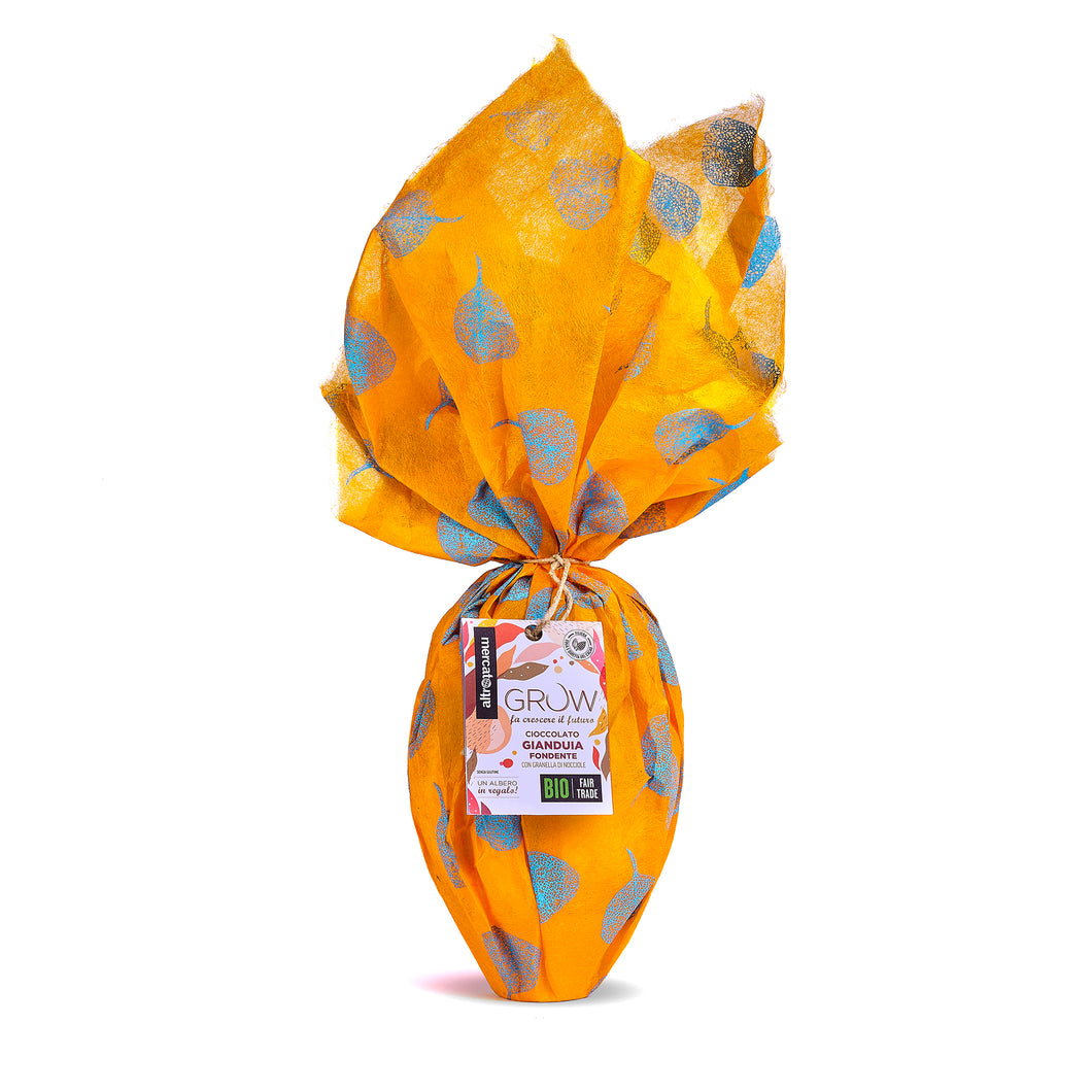 GROW - Uovo di cioccolato gianduia con granella di nocciole - BIO