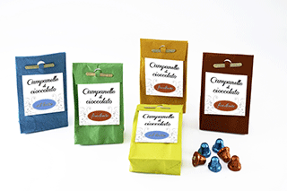 Campanelle puro cioccolato al latte 110g in sacchetto di carta colorata