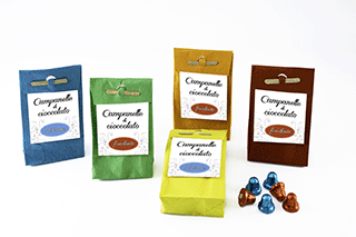 Campanelle puro cioccolato fondente extra 110g in sacchetto di carta colorata